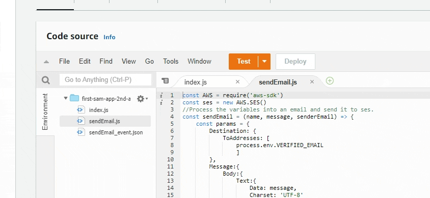 Lambda console testing